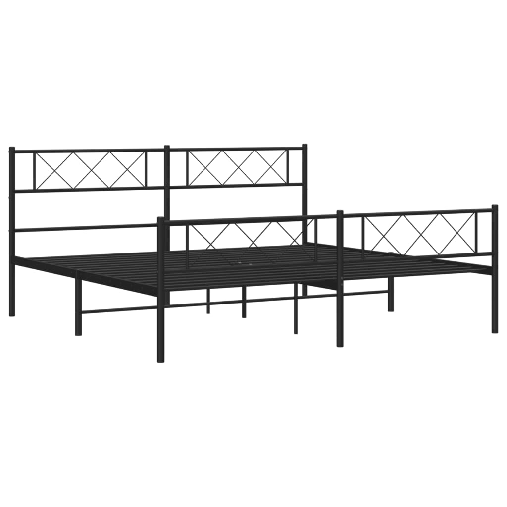 Bettgestell mit Kopfteil Metall Schwarz 100x190 cm