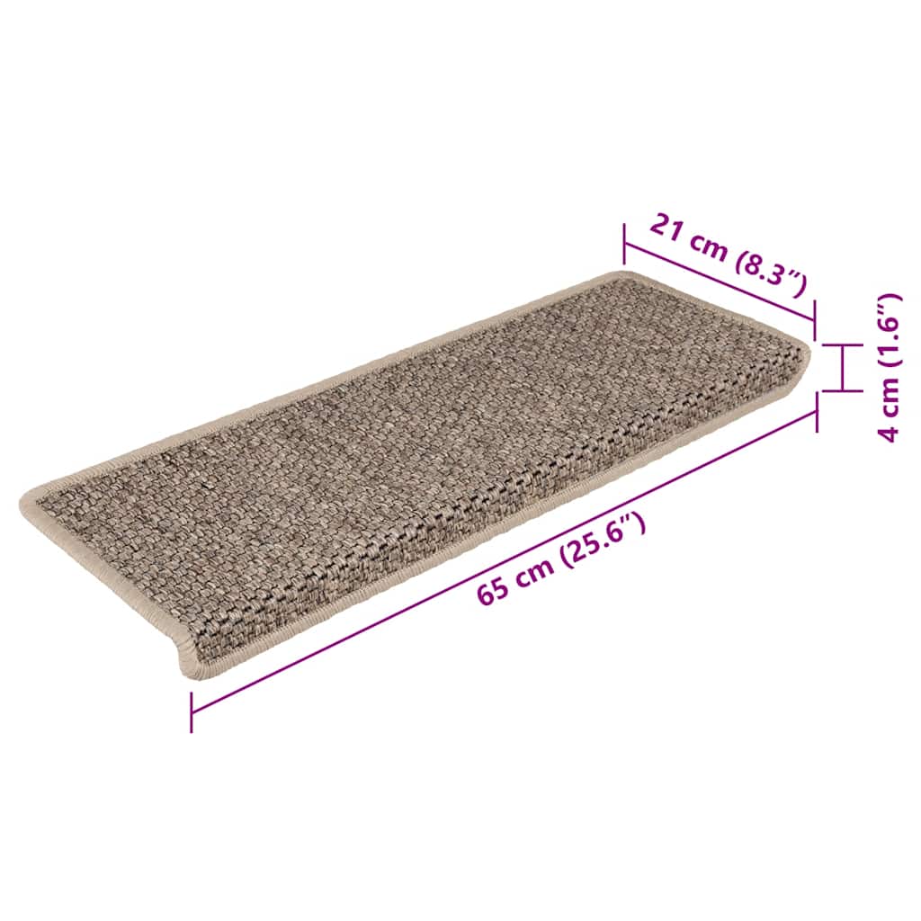 Treppenmatten Selbstklebend Sisal-Look 15 Stk. 65x21x4 Platina