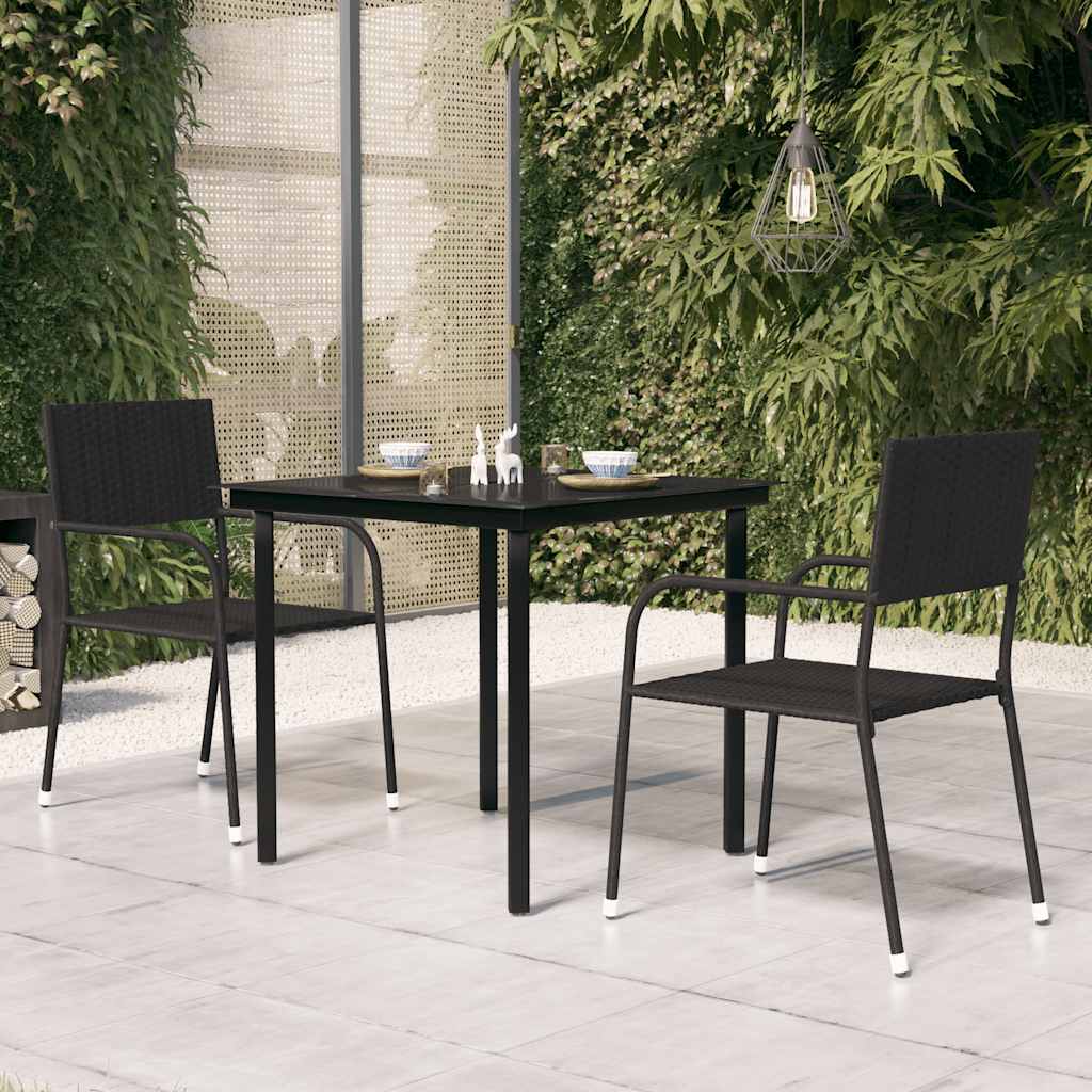Garten-Esstisch Schwarz 160x80x74 cm Stahl und Hartglas