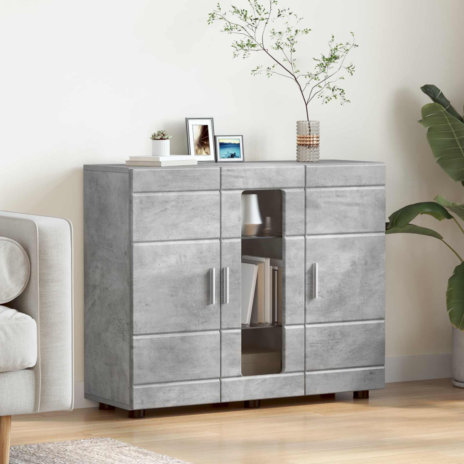 Highboard mit Regal FLORIN Weiß 60 x 35 x 182 cm Holzwerkstoff