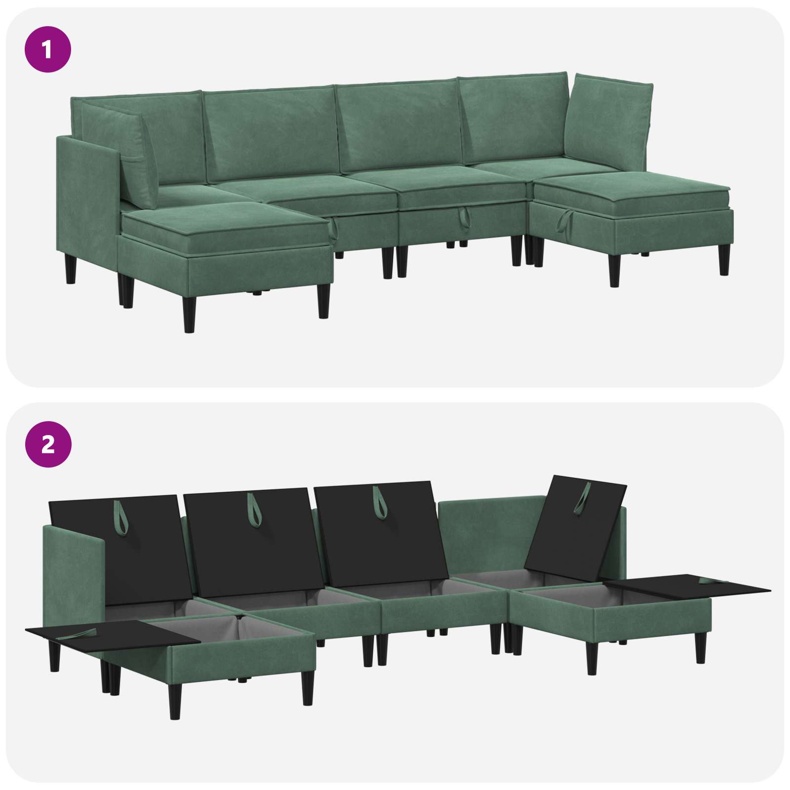 Wohnzimmergarnitur mit Kissen mit Speicher 3 pcs Hellgrau Samt