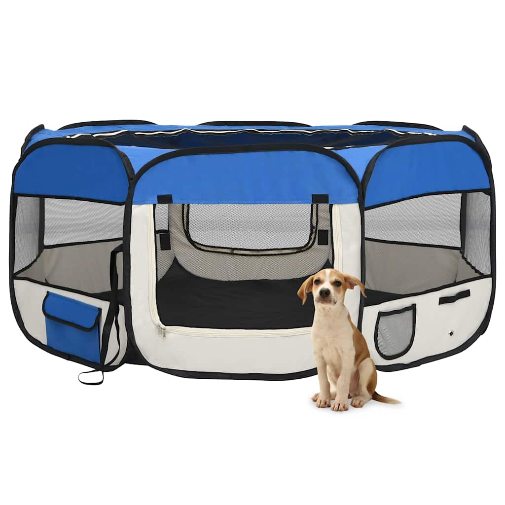 Faltbarer Welpenlaufstall mit Tragetasche Schwarz 90x90x58 cm
