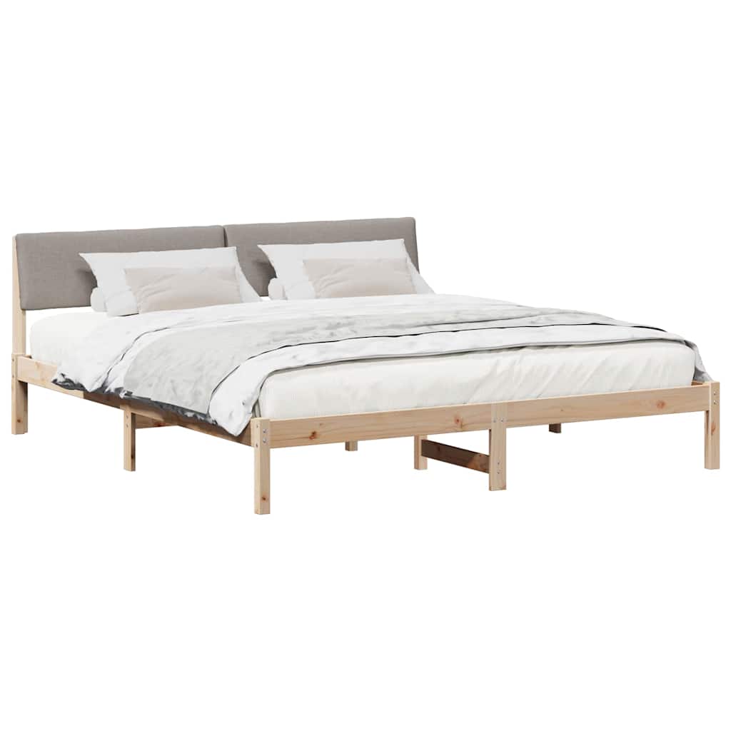 Bettgestell Braun und hellgrau 200 x 200 cm Massivholz Kiefer