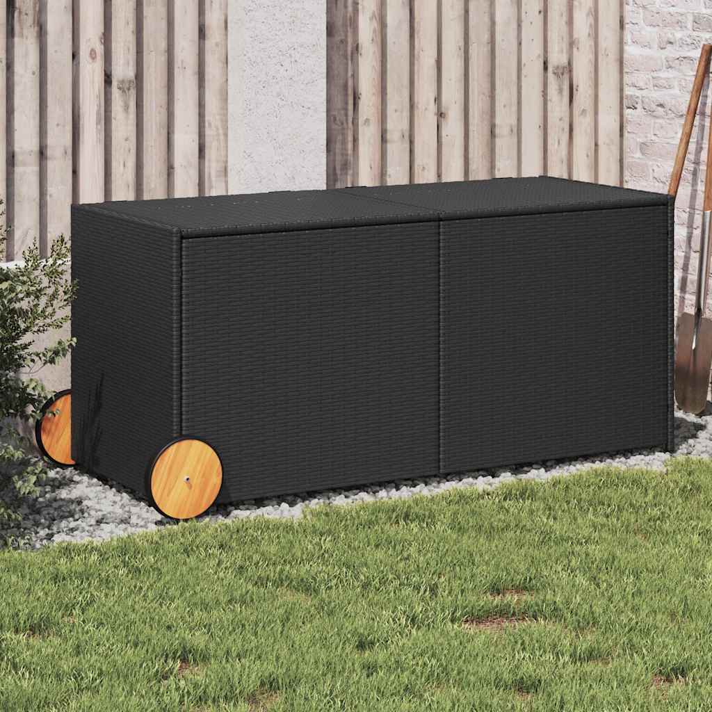 Gartentruhe Schwarz 283L Poly Rattan