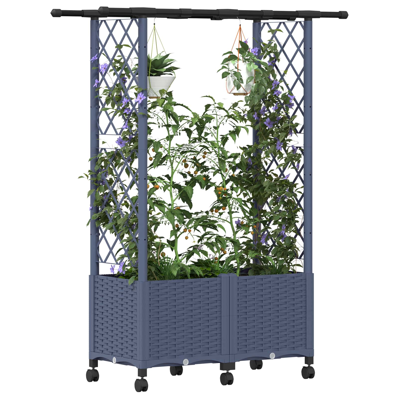 Hochbeet mit Rankgitter und Dach Braun 124 x 40 x 123 cm PP