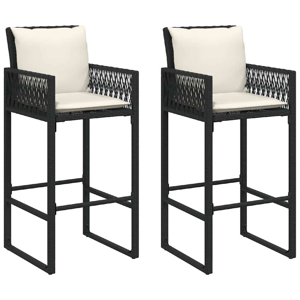 Garten-Barhocker 2 Stk. Schwarz Poly Rattan