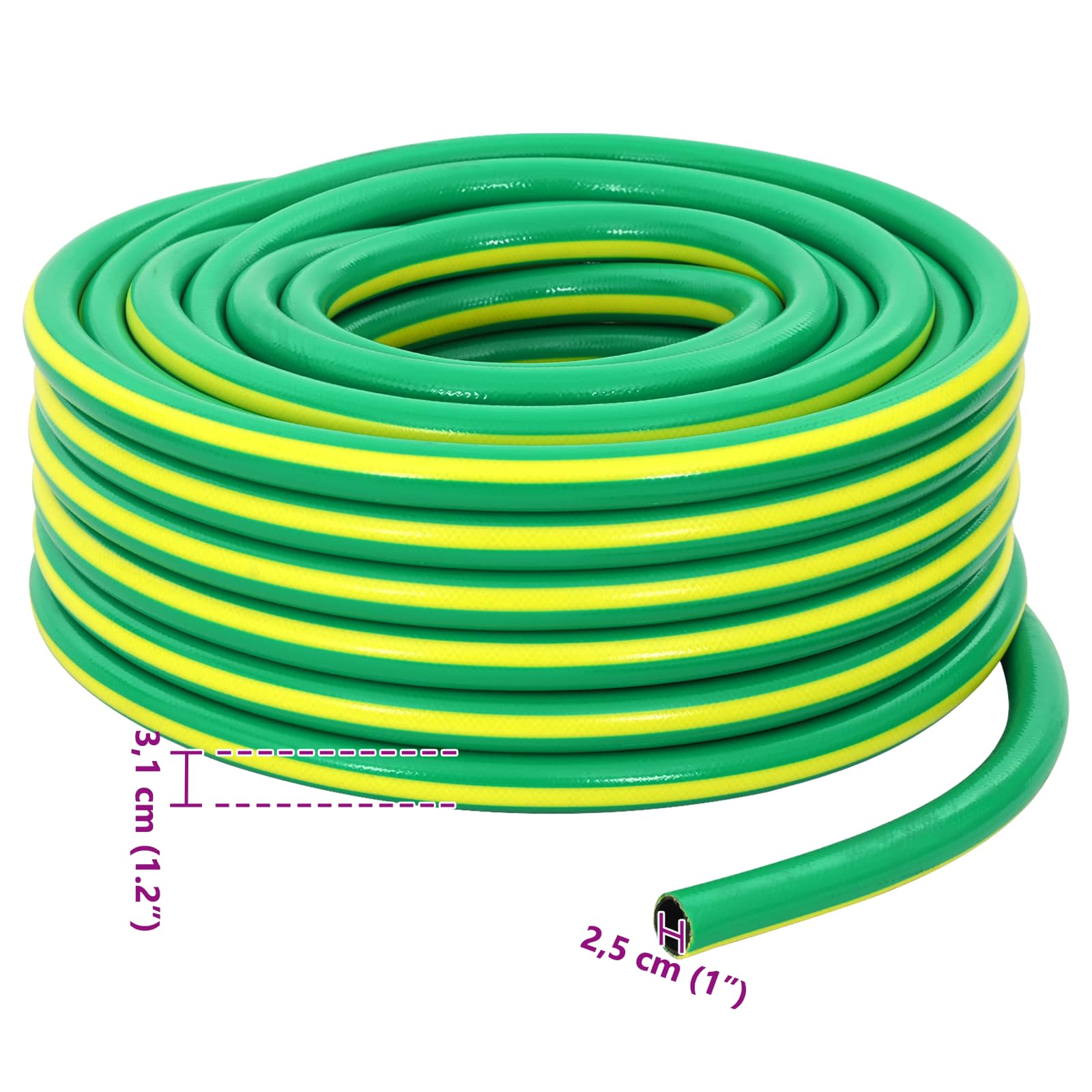 Gartenschlauch 5-lagig Grün und Gelb 1 / 2'' 10 m PVC