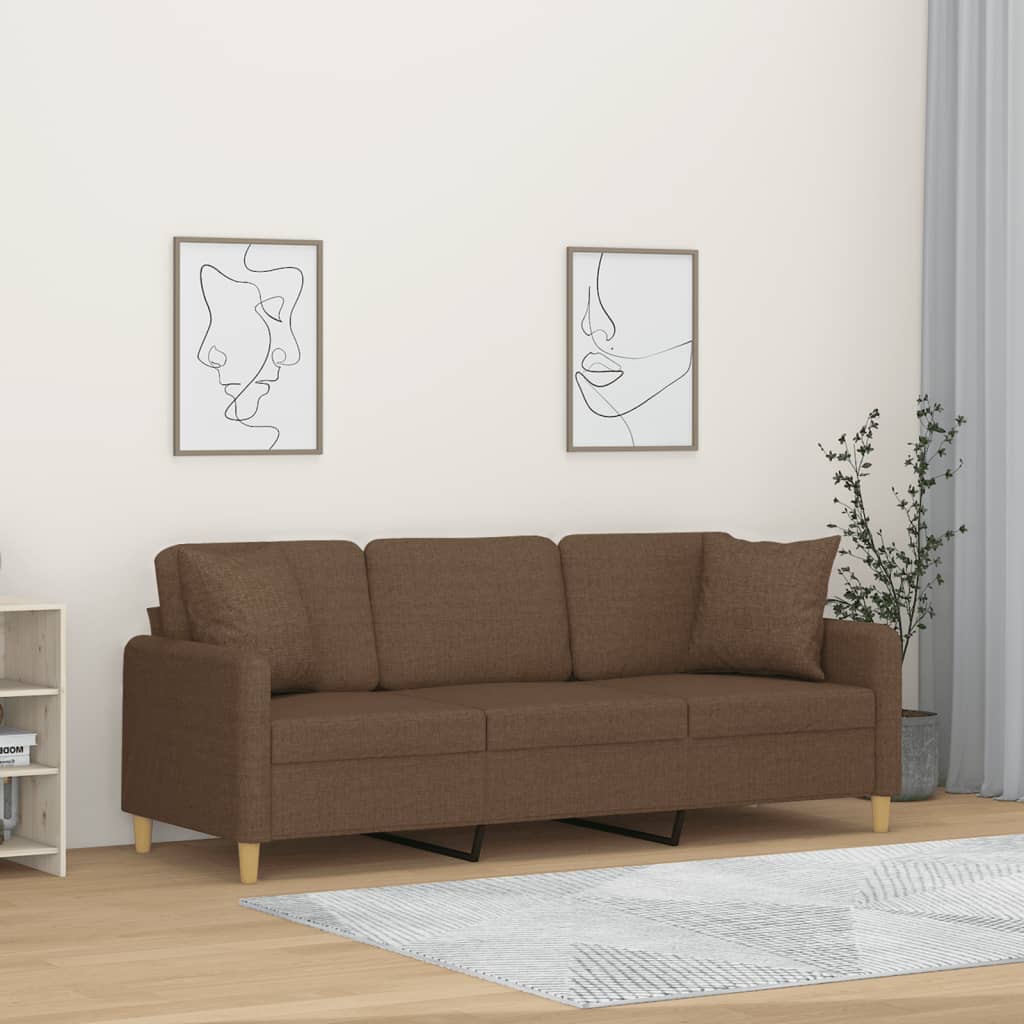 2-Sitzer-Sofa mit Zierkissen Braun 120 cm Stoff