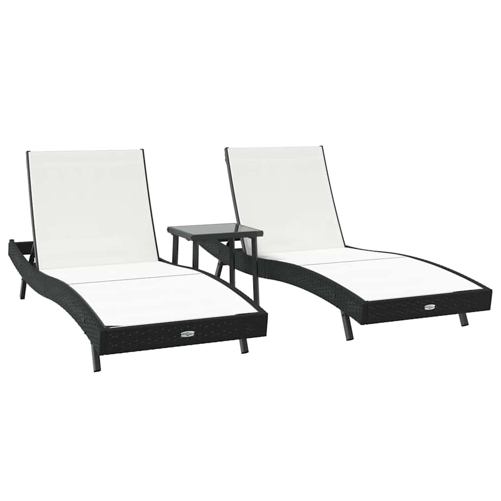 Sonnenliege 3 pcs Braun 197 x 70 x 82 cm Poly-Rattan