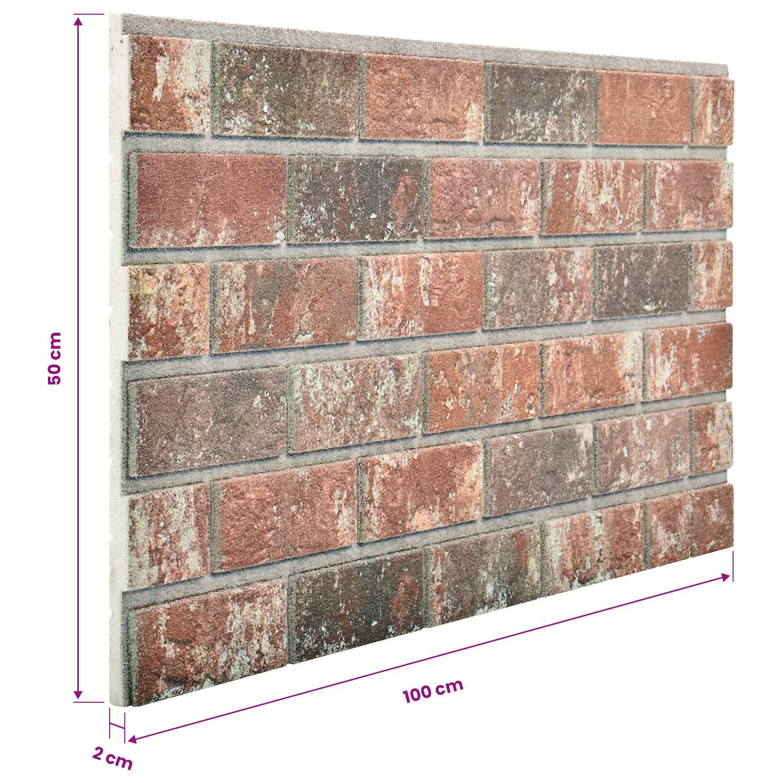 Wandpaneele 10 pcs Ziegel 100 x 50 cm EPS-Schaum