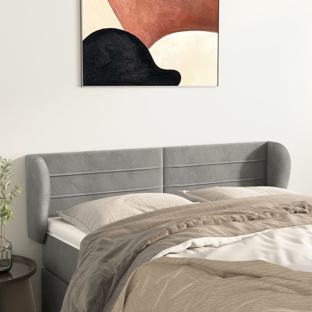 Kopfteil mit Ohren Dunkelblau 203x23x118/128 cm Samt