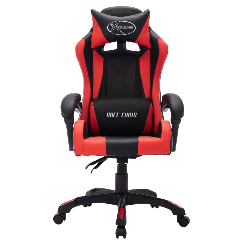 Gaming-Stuhl mit RGB LED-Leuchten Blau und Schwarz Kunstleder