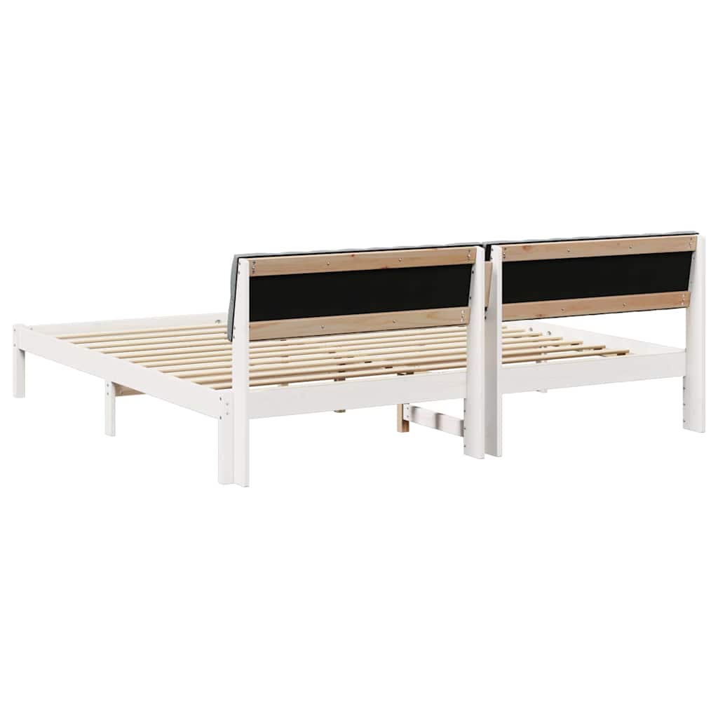 Bettgestell Braun und hellgrau 200 x 200 cm Massivholz Kiefer
