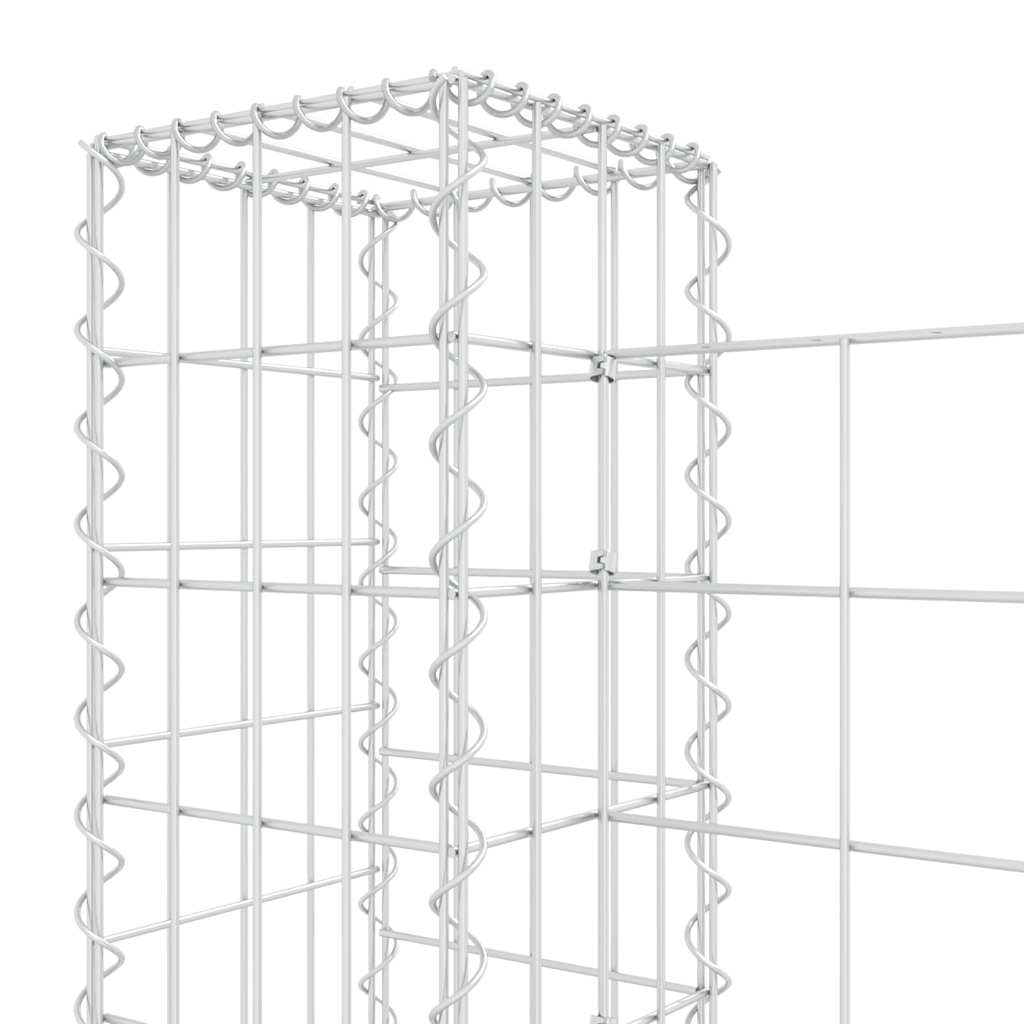 Gabionenkorb U-Form mit 2 Säulen Eisen 140x20x150 cm