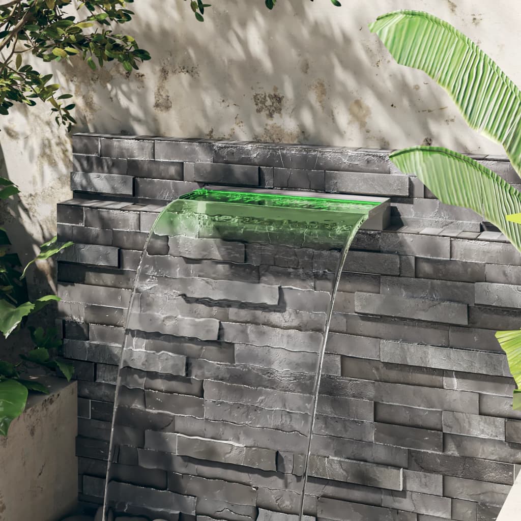 Wasserfall-Element mit RGB LEDs Edelstahl 30 cm