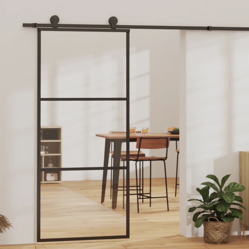 Schiebetür mit Beschlag ESG-Glas & Aluminium 76x205 cm