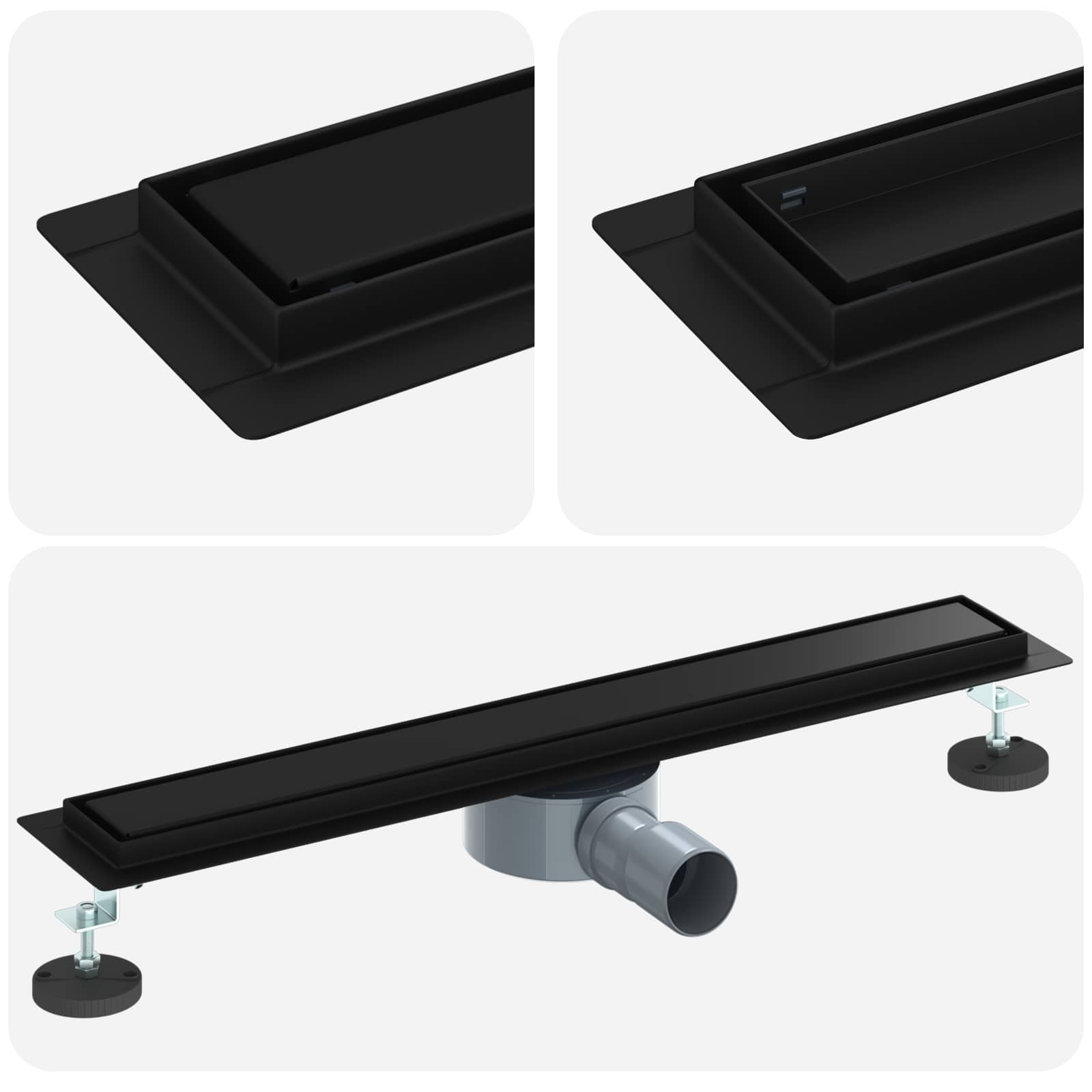 Duschablauf 2-in-1 mit 360° Siphon Silber 54 x 11 x 9,5 cm