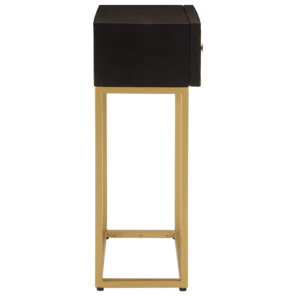 Nachttisch Schwarz 40x30x50 cm Massivholz Mango und Eisen