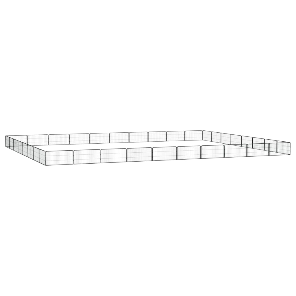 4-tlg. Hundelaufstall Schwarz 100x50cm Stahl Pulverbeschichtung