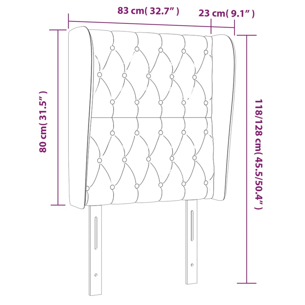 Kopfteil mit Ohren Dunkelblau 93x23x78/88 cm Samt