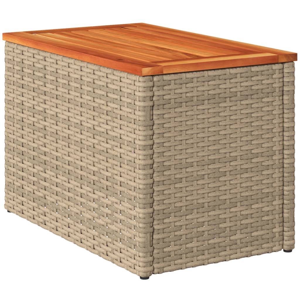 Garten-Beistelltische 2 Stk Schwarz 55x34x37cm Poly Rattan Holz