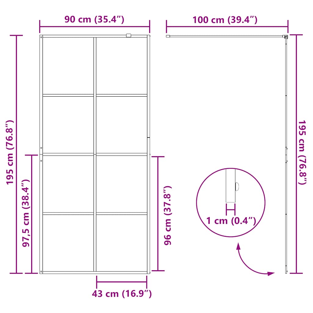 Duschwand für Begehbare Dusche mit Klarem ESG Glas 80x195 cm