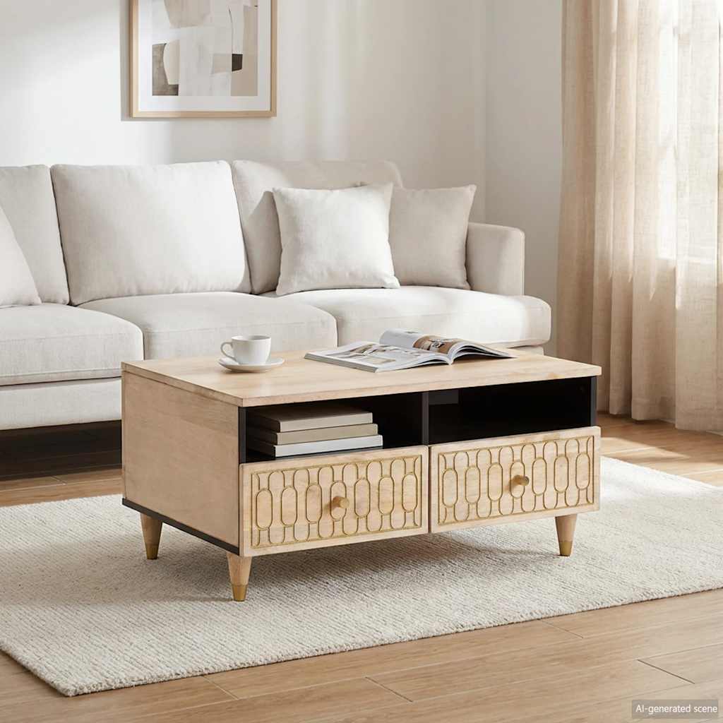 Couchtisch 80x54x40 cm Massivholz Mango