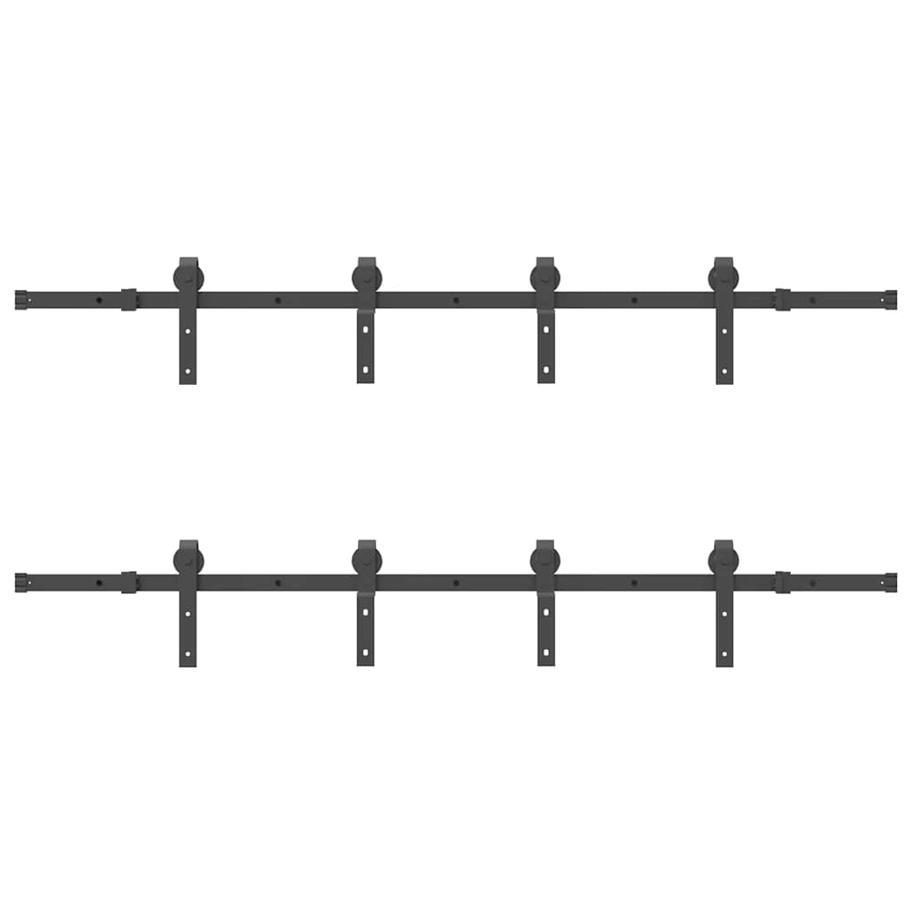 Schiebetürbeschlag-Set 366 cm Stahl Schwarz
