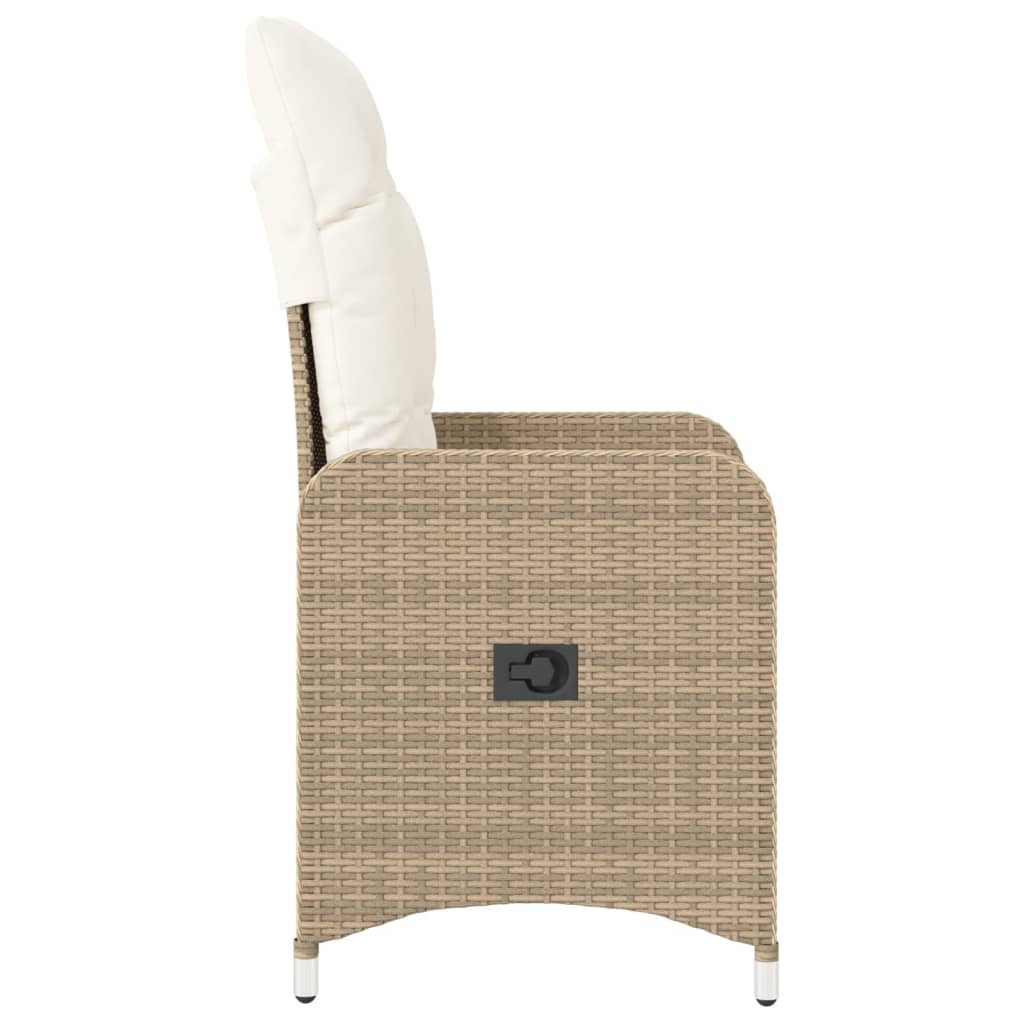 Gartensessel Verstellbar mit Kissen Schwarz Poly Rattan