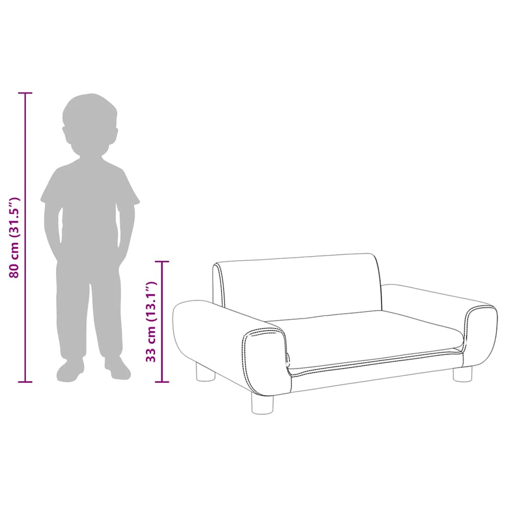 Kindersofa Blau 100x54x33 cm Samt