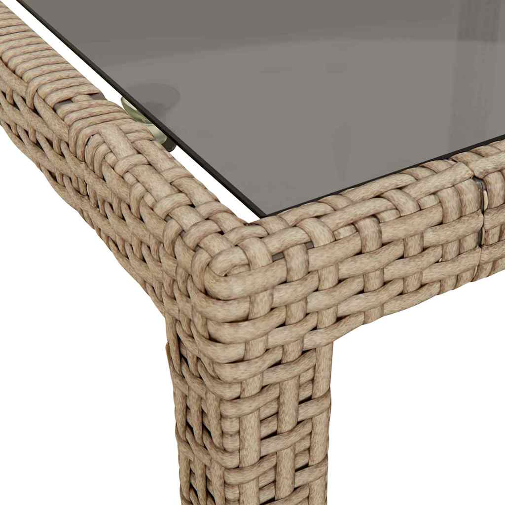 Gartentisch 150x90x75 cm Hartglas und Poly Rattan Grau