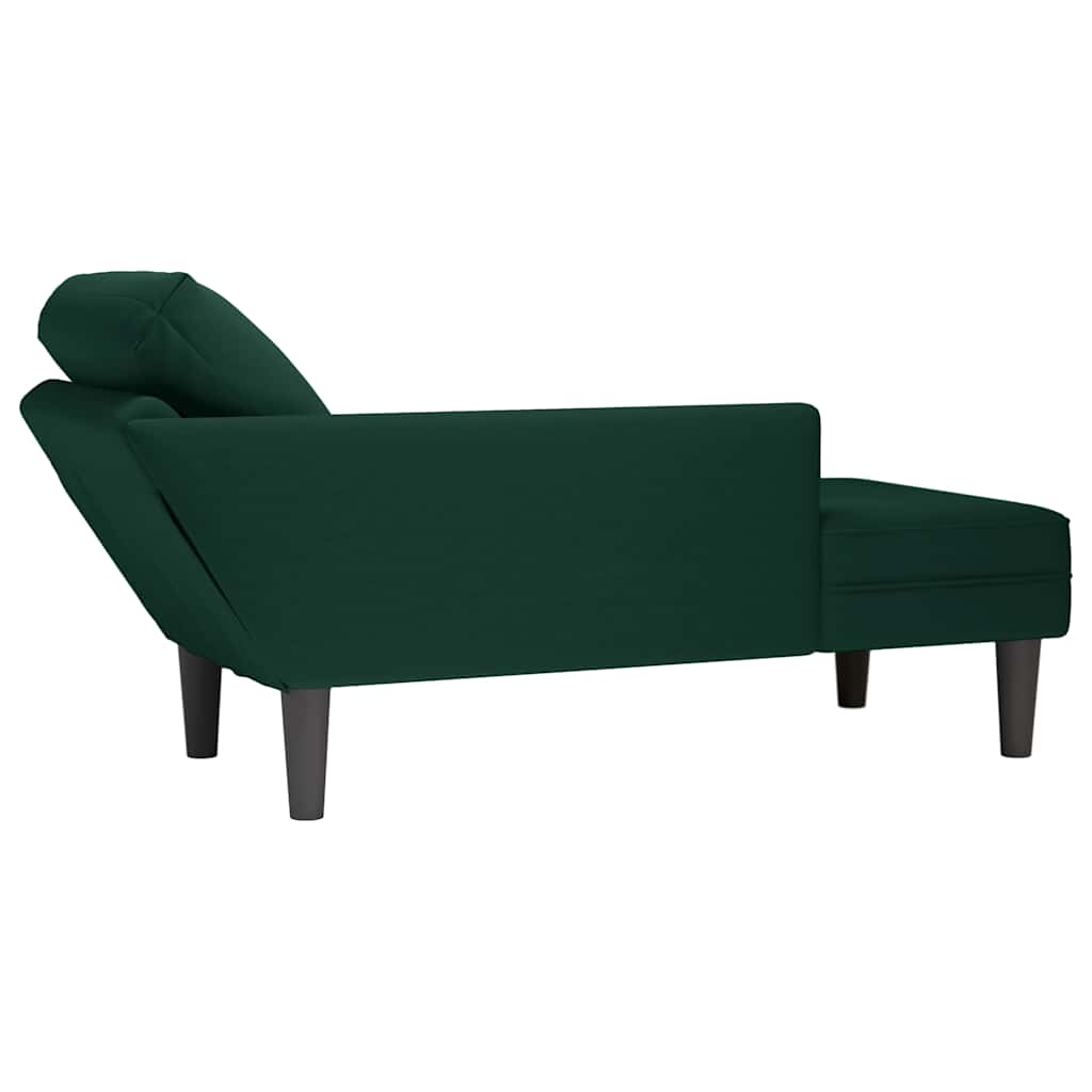 Chaiselongue mit Kissen und Rechter Armlehne Blau Samt