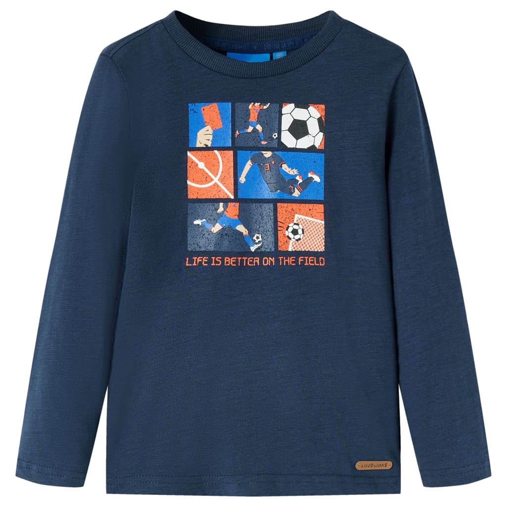 Kinder-Langarmshirt Marineblau Melange 116