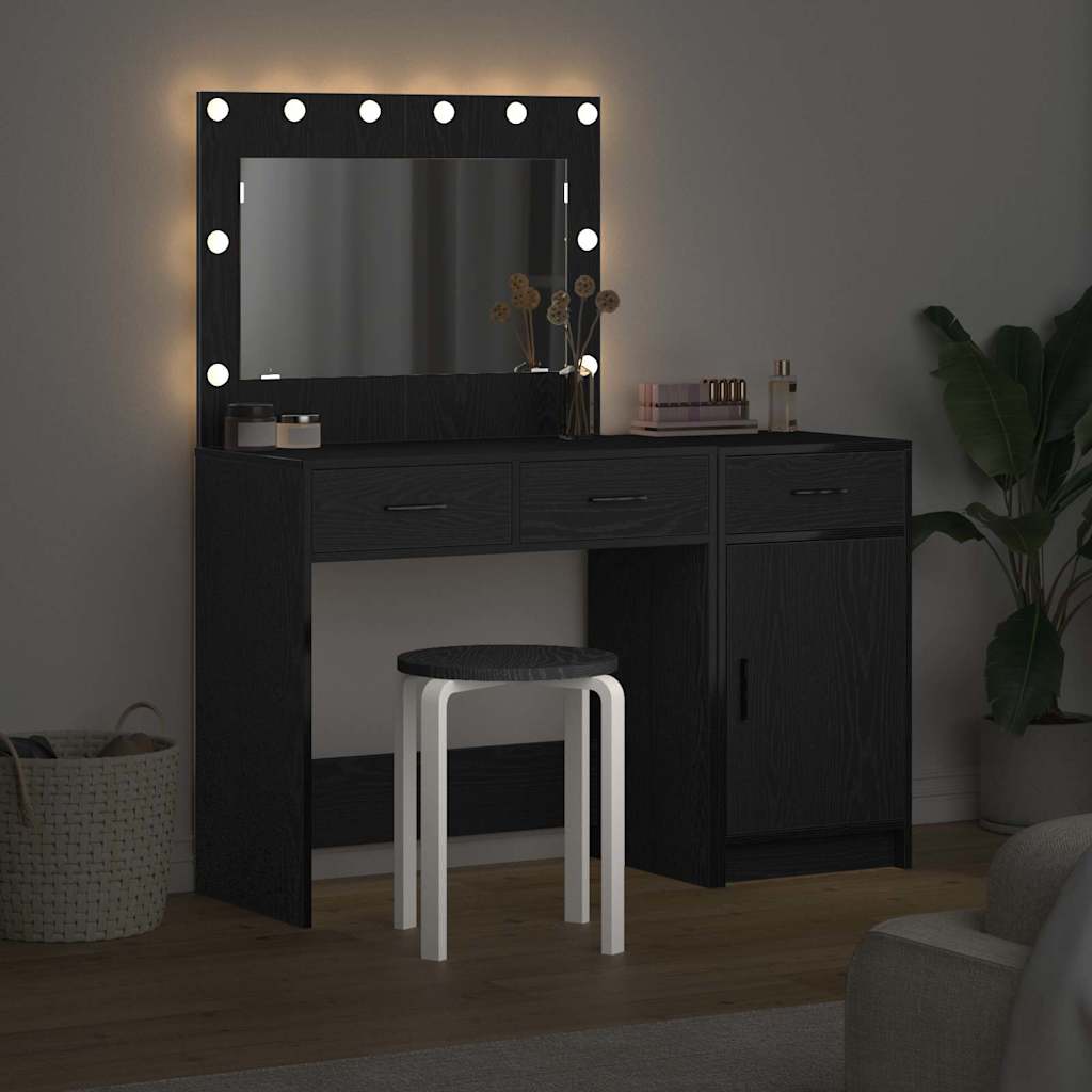 Schminktisch mit Spiegelbeleuchtung 2 pcs Weiß Holzwerkstoff
