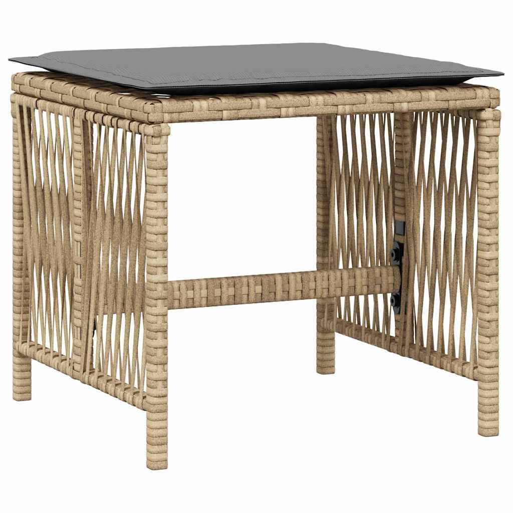 Gartenhocker mit Kissen 4 Stk. Schwarz 41x41x36 cm Poly Rattan