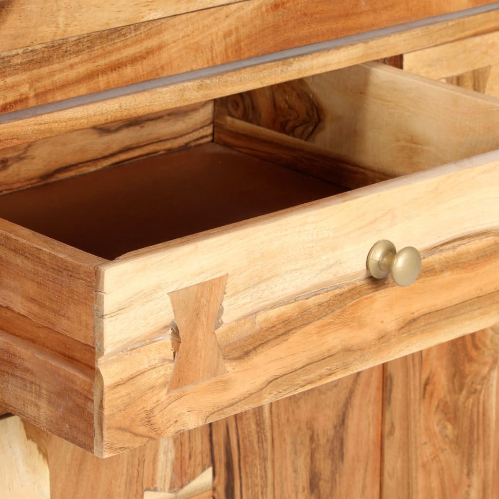 Highboard 100x40x175 cm Massives Raues Mangoholz