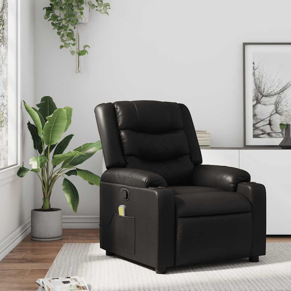 Massage-Relaxsessel, Kunstleder, Schwarz