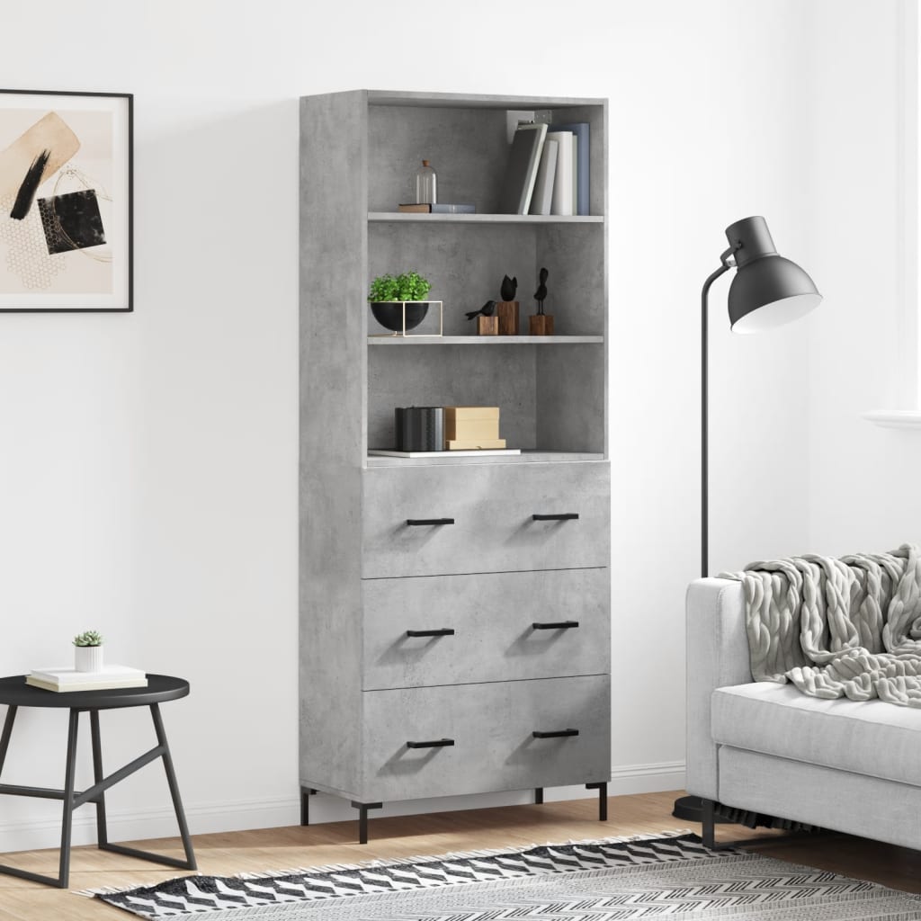 Highboard Hochglanz-Weiß 69,5x34x180 cm Holzwerkstoff