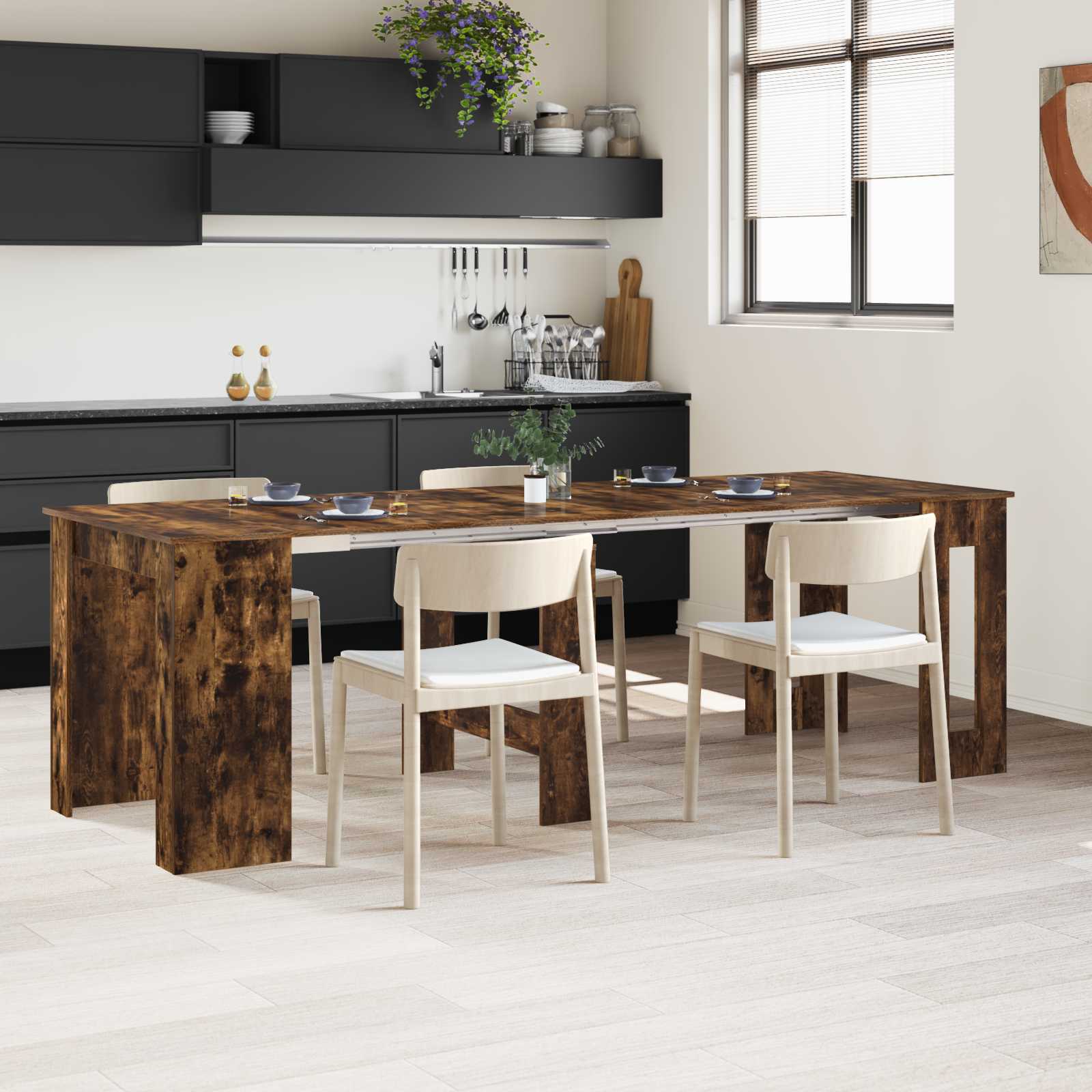 Esstisch 180 x 85 x 75 cm Holzwerkstoff Schwarze Eiche