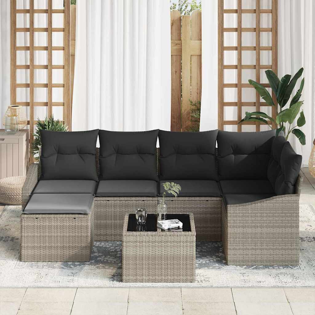 Garten Essgruppe mit Kissen 6 pcs Schwarz und Creme