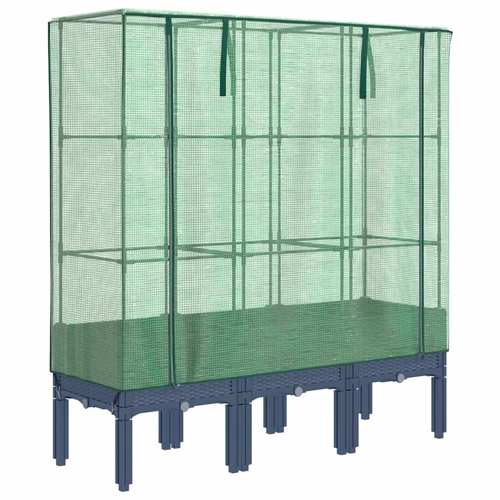 Hochbeet mit Gewächshaus-Aufsatz Rattan-Optik 40x40x140 cm