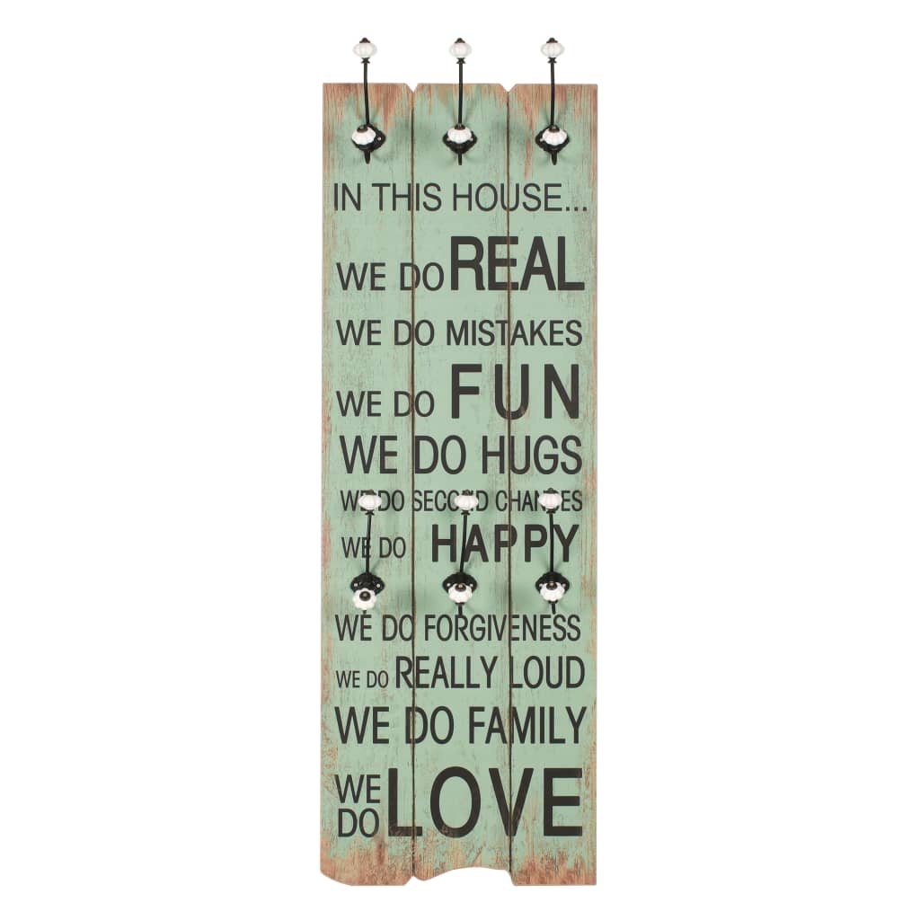 Wandgarderobe mit 6 Haken 120 x 40 cm "HOME IS