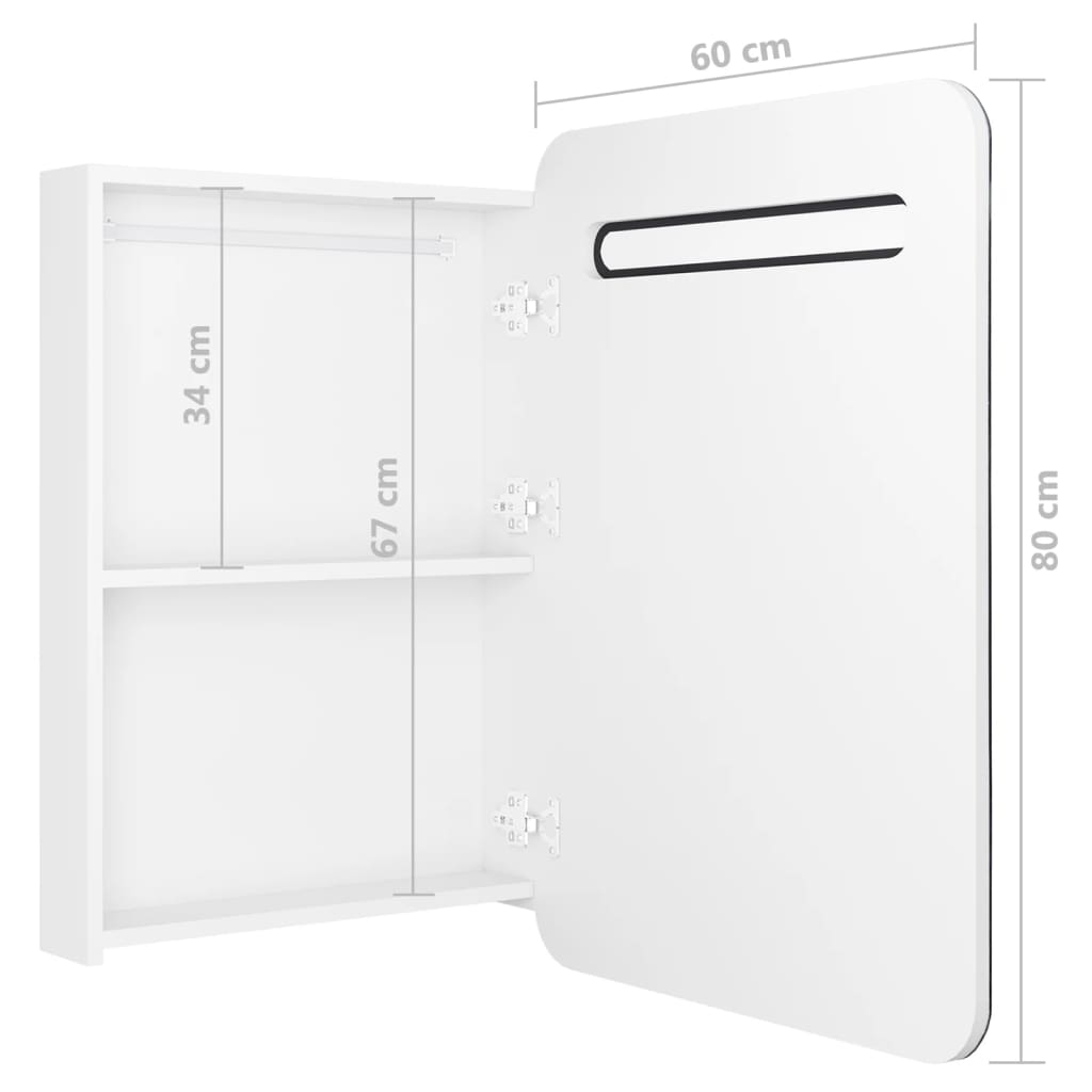 LED-Bad-Spiegelschrank Glänzendes Grau 60x11x80 cm