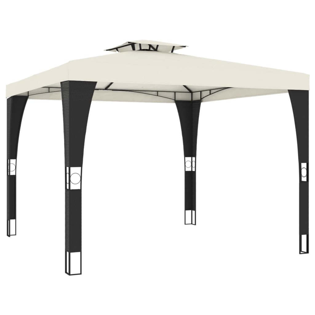 Pavillon mit Doppeldach Creme 3,98x2,98 m Stahl