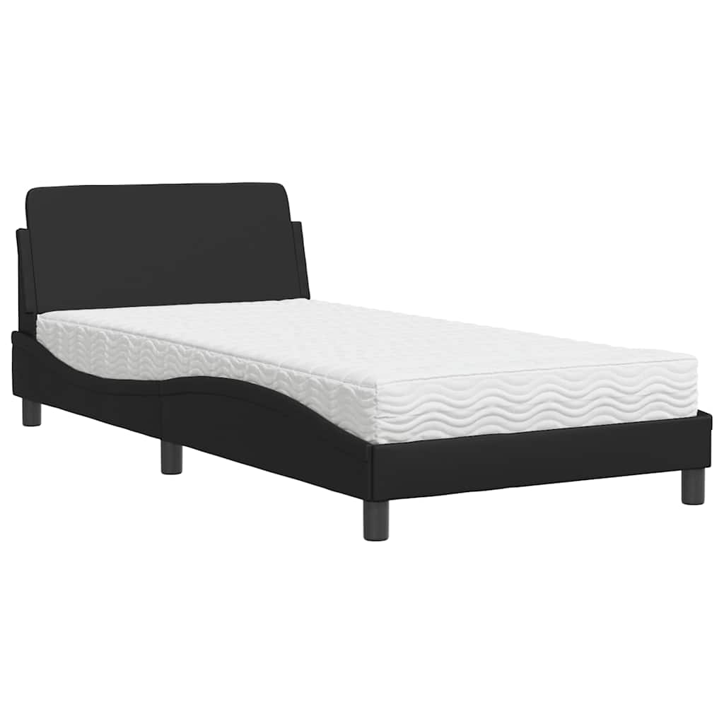 Bett mit Matratze "Dover" Schwarz 80x200 cm Kunstleder