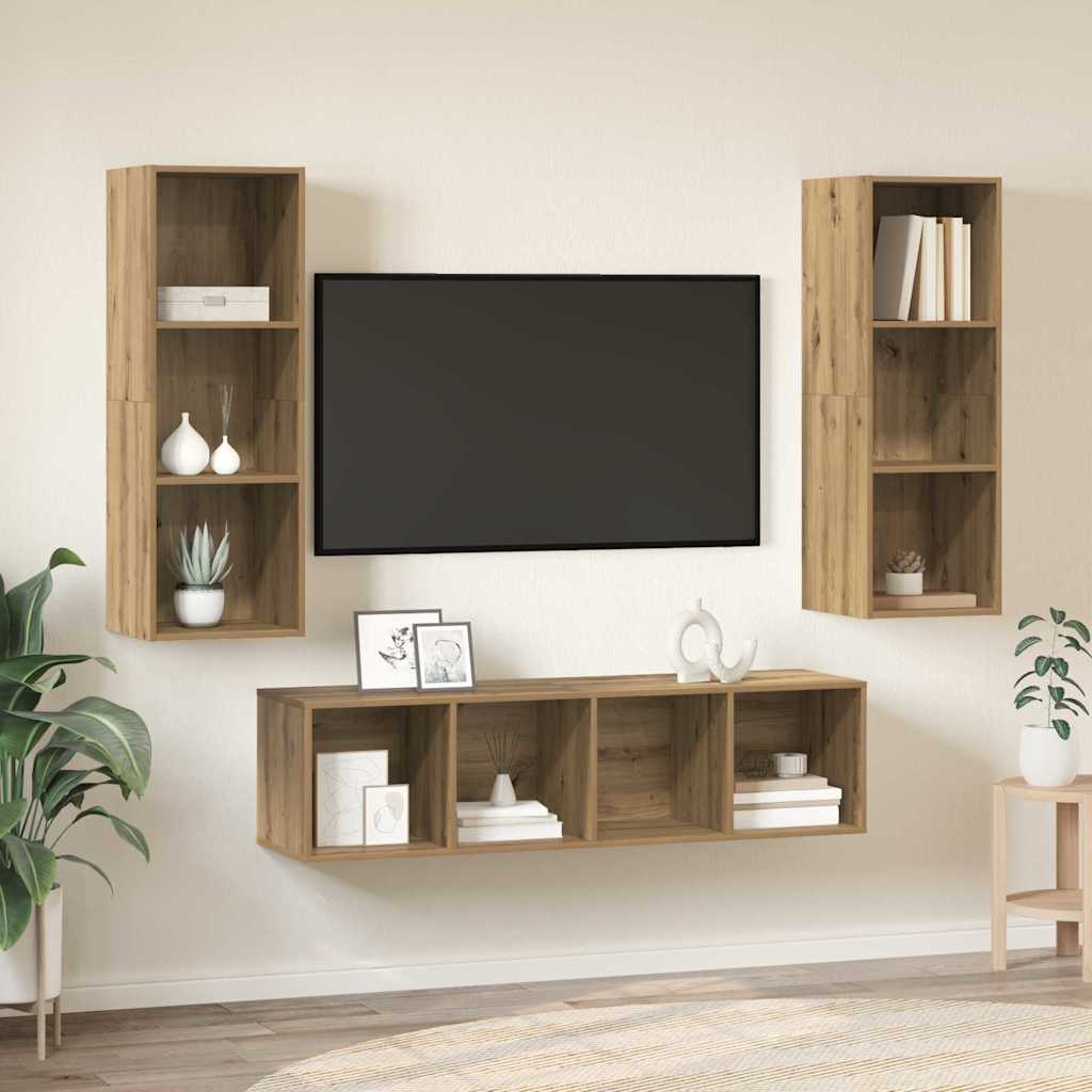 3-tlg. TV-Schrank-Set Weiß Holzwerkstoff