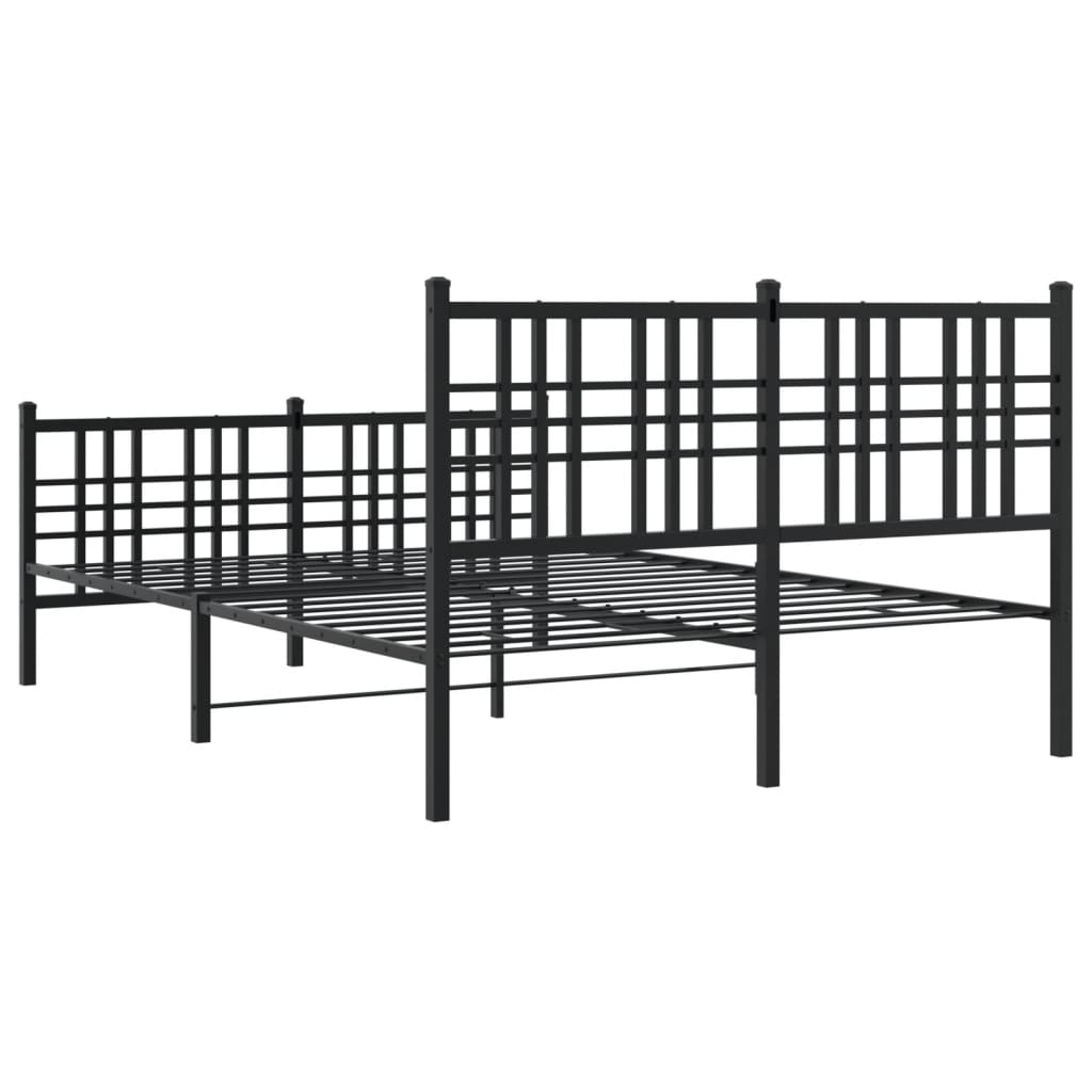 Bettgestell mit Kopf- und Fußteil Metall Schwarz 90x200 cm