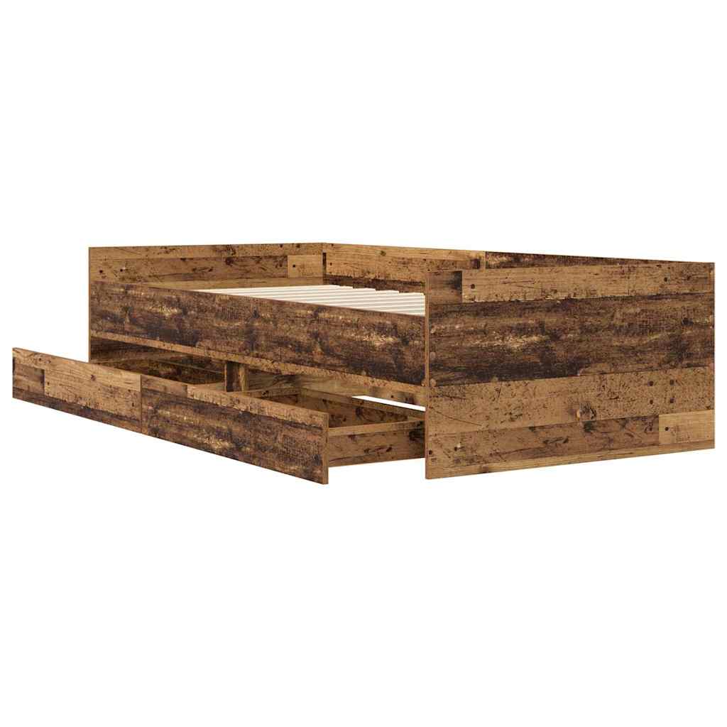 Bett mit Schubladen Braun Eiche-Optik 75x190 cm