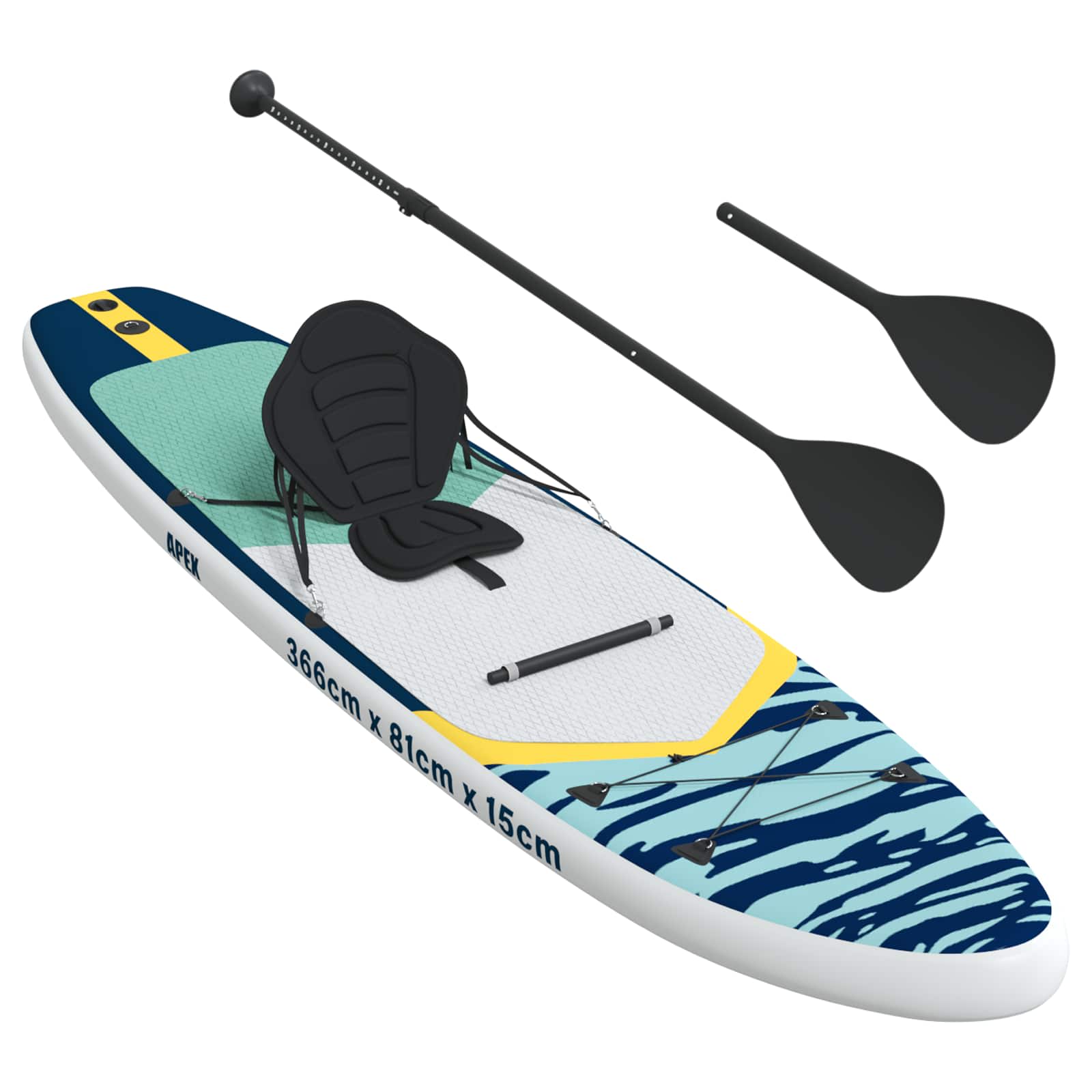 SUP Board mit Sitz 2-in-1 POSEIDON 305 x 76 x 15 cm Grün für