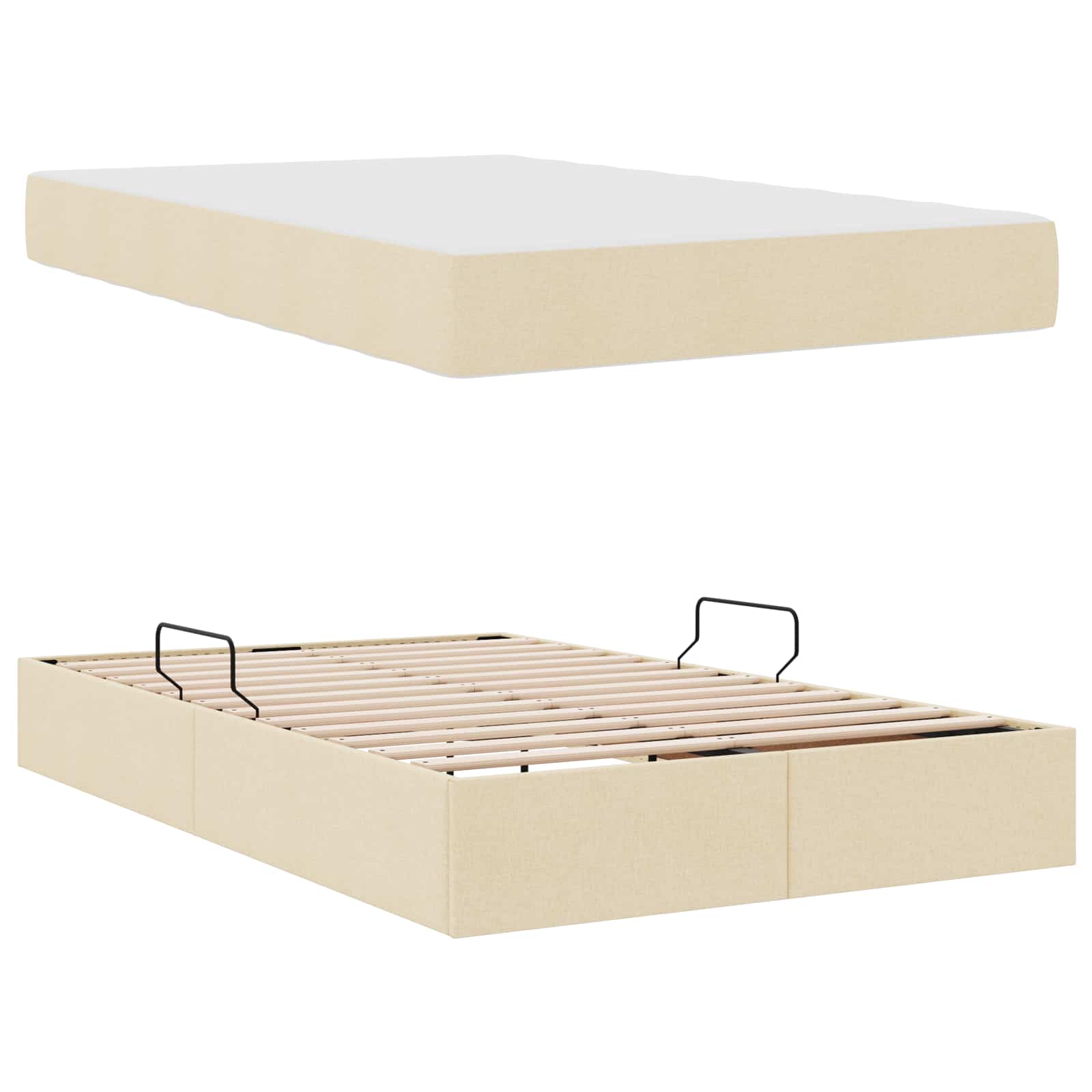 Aufbewahrungsbett mit Matratze Hellgrau 90 x 190 cm Polyester
